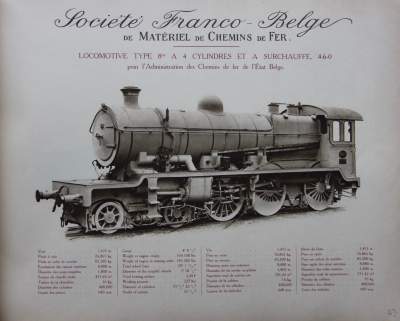 <b>Locomotive Type 8bis à 4 cylindres et à surchauffe, 4-6-0</b><br>pour l'Administration des Chemins de fer de l'Etat Belge